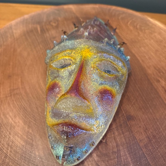 Diane Ferland Unsigned Glass Mask  10x6 Vintage Glass Collectible - Picture 10 of 10